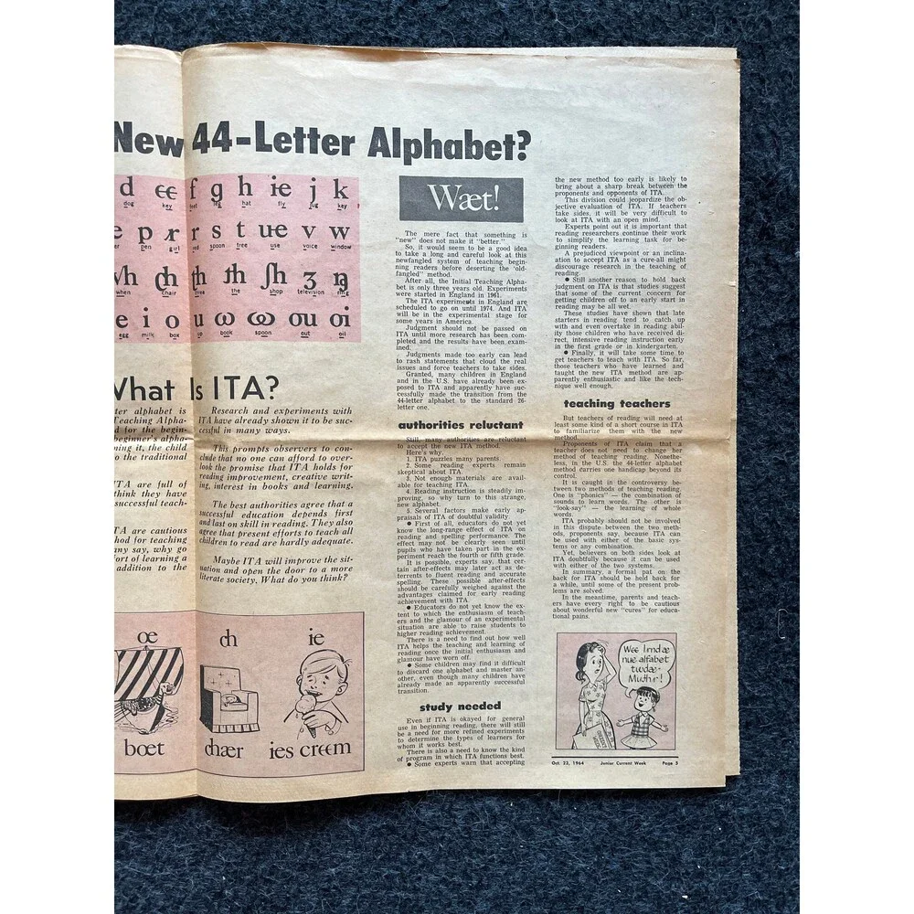 1970s Childrens Cold War Newspaper, Vintage Antique Collectibles, Original Chil
